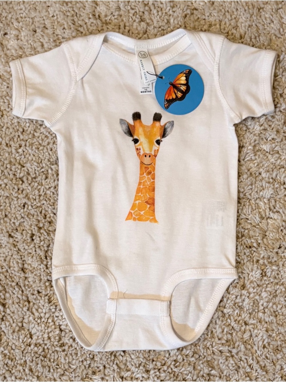 Rabbit Skins 12M Baby Bodysuit Giraffe Emily Joy Dozor NWT Handmade Art Gift
